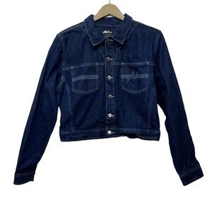 Vintage Fubu Y2K Women’s XL Dark Wash Button Up Denim Jacket Punk Streetwear